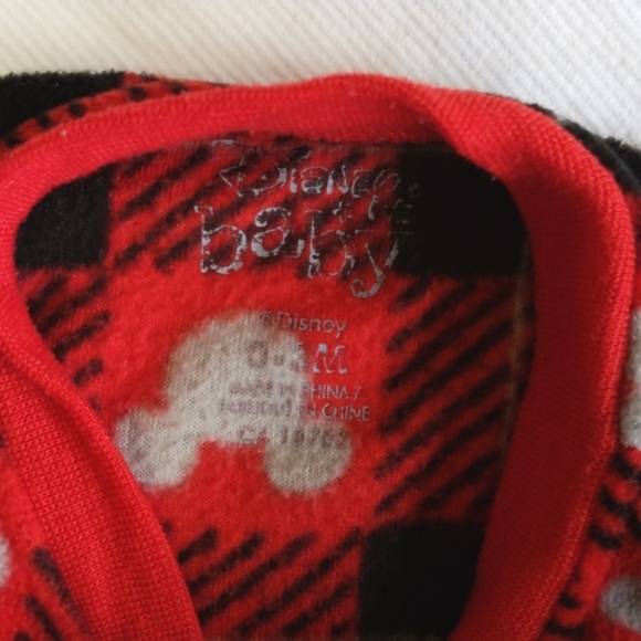 disney mickey mouse plaid fleece zipper footie sleeper pajamas 0-3 months baby - Picture 5 of 6